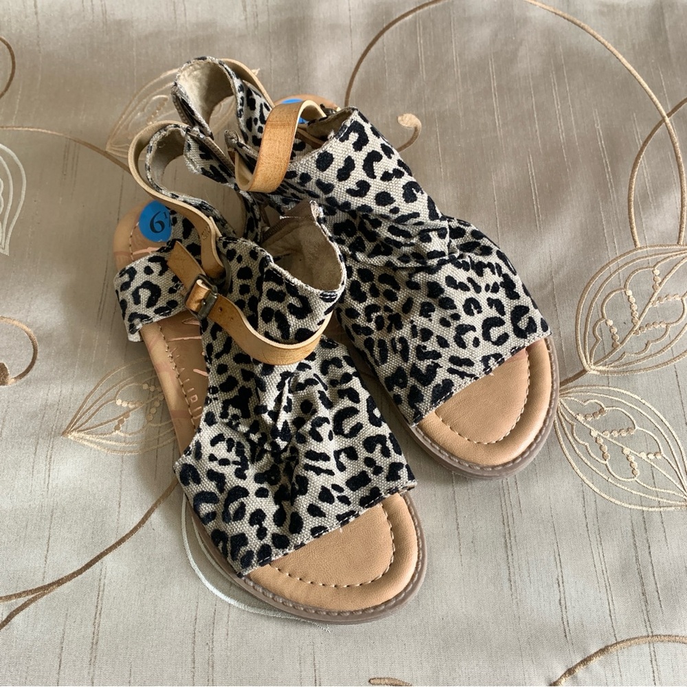 NEW BlowFish Leopard Print Sandals with Tan Accents